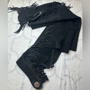 Black Fringe Leather Chaps